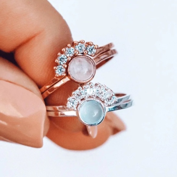 PURA VIDA size 7 Rose Gold with Moonstone Nesting Ring - Picture 3 of 6